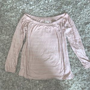 Hollister Off Shoulder pink striped shirt top m